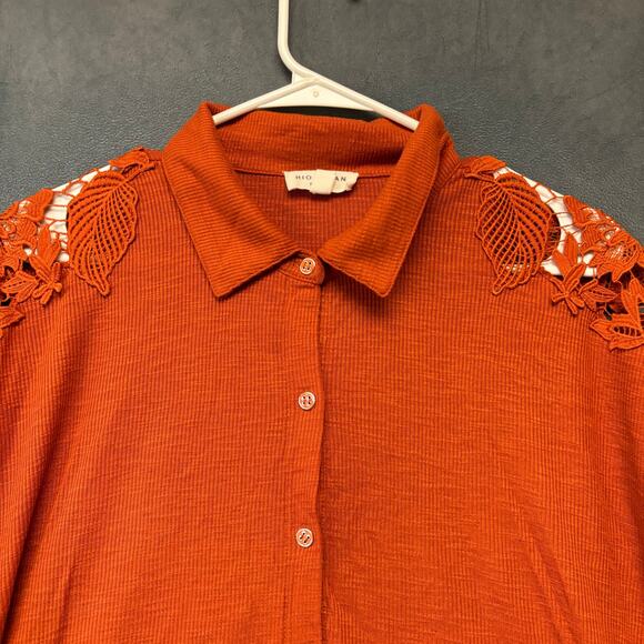 Rio & Rian Plus Size 1X Rustic Quaint Eyelet Crochet Dainty Western Cut Out - Picture 5 of 11